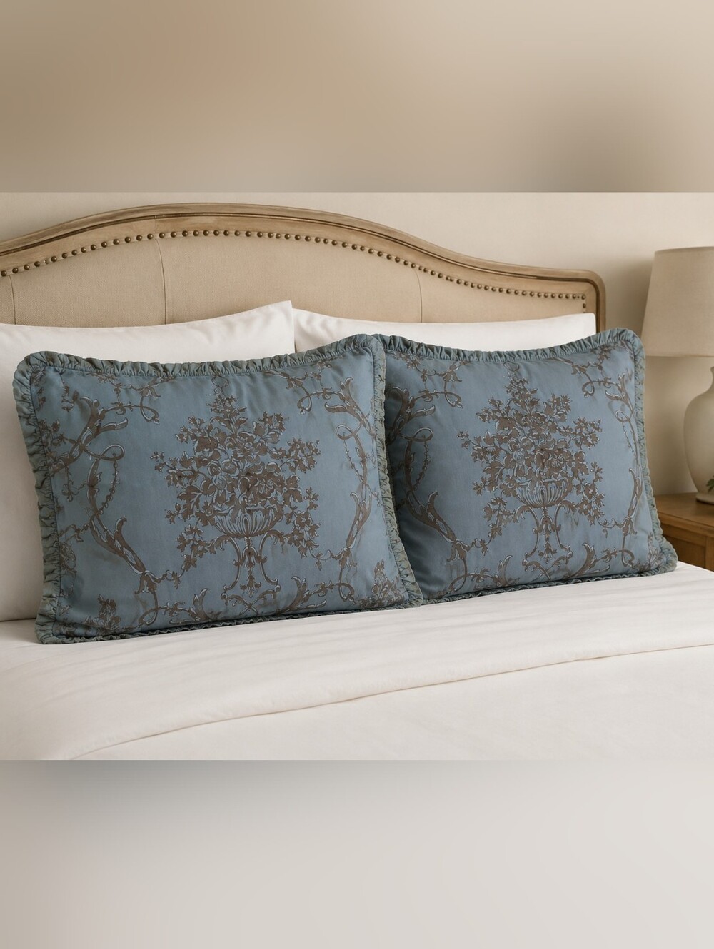 Vintage Springmaid Elegant Blue and Gray 2 Shams.